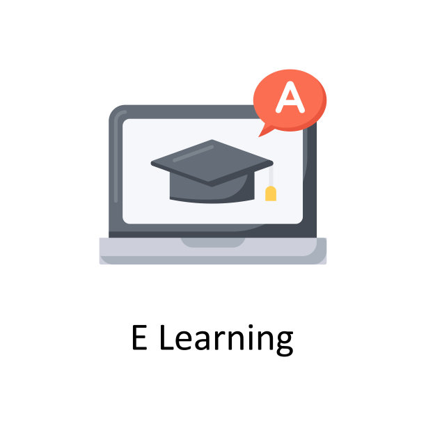E学习矢量平面图标的网页孤立的白色背景EPS 10文件图片下载
