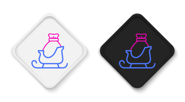 用麻袋把圣诞老人的雪橇排成一行图片下载