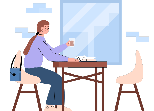 不幸的女人独自坐在咖啡馆看书图片下载