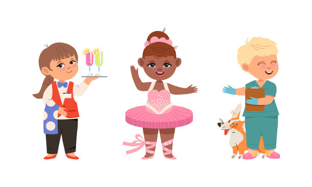 各种职业的孩子们都是服务员图片下载