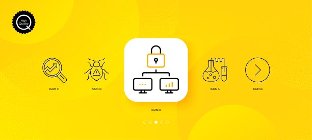 化学实验室、锁和分析最小线条图标矢量素材，适用于Web应用程序和印刷图片下载