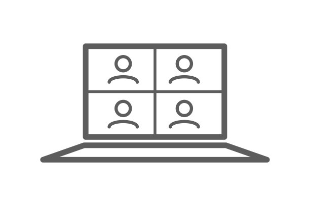 视频会议图标。电脑屏幕上的人。图片下载