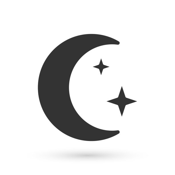 白色背景上的灰色月亮和星星图标图片下载