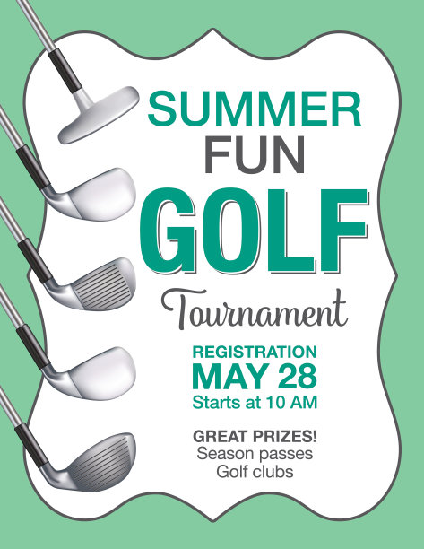 夏天乐趣高尔夫邀请模板在绿色的阴影图片下载