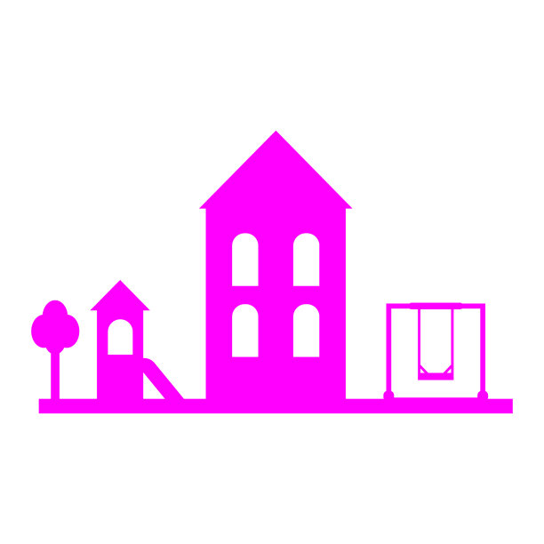 幼儿园粉色建筑标志摇摆图标图片下载