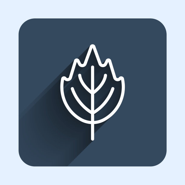 带长阴影的白色线条树叶图标图片下载