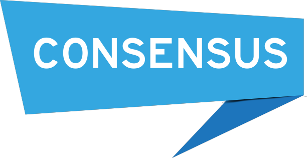 蓝色的演讲横幅上有文字共识图片下载