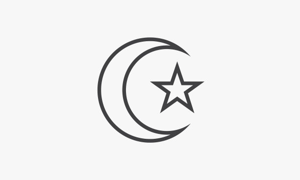 白色背景上的伊斯兰符号线条图标图片下载