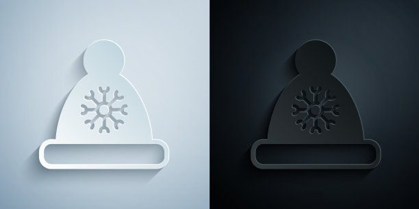 剪纸圣诞老人帽子图标孤立图片下载