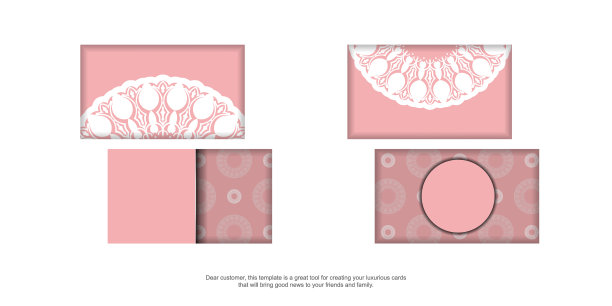 粉红色名片与希腊白色饰品图片下载