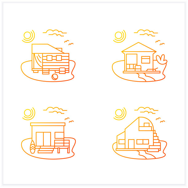 海滩小屋渐变图标设置图片下载