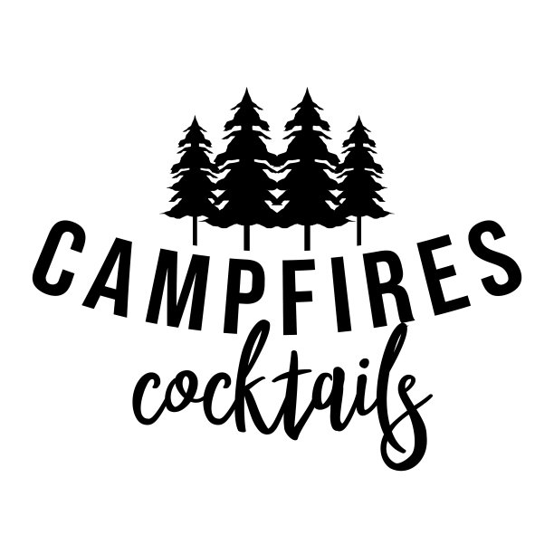 篝火鸡尾酒，露营字母引用向量图片下载