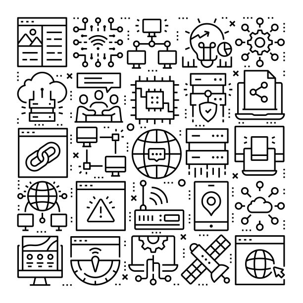 计算机网络线路图标图案设计图片下载