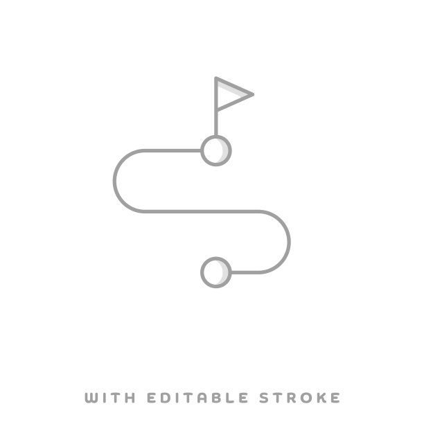 步行路线概念线图标与阴影。矢量插图是轮廓风格，像素完美，适合网页和打印与编辑笔画。图片下载