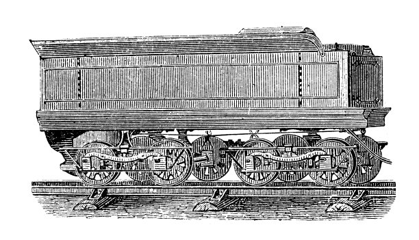 古董插图，应用力学:蒸汽动力机车和车辆图片下载