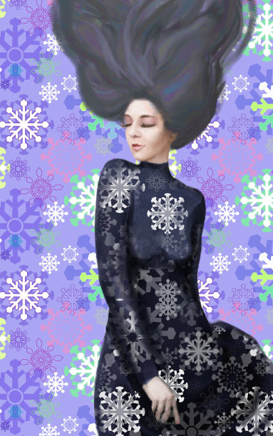 半弯的女人，闭着眼睛，头发在风中飘动图片下载