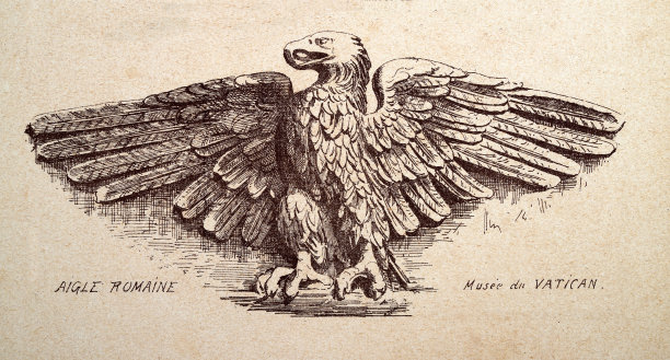 建筑装饰，展翅的罗马雄鹰，梵蒂冈博物馆，复古艺术图片下载