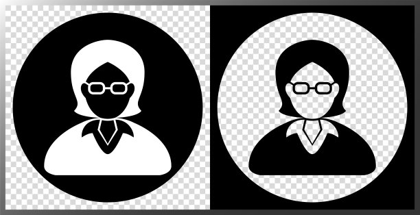 头像的图标，肖像，和戴眼镜的女人的脸。图片下载