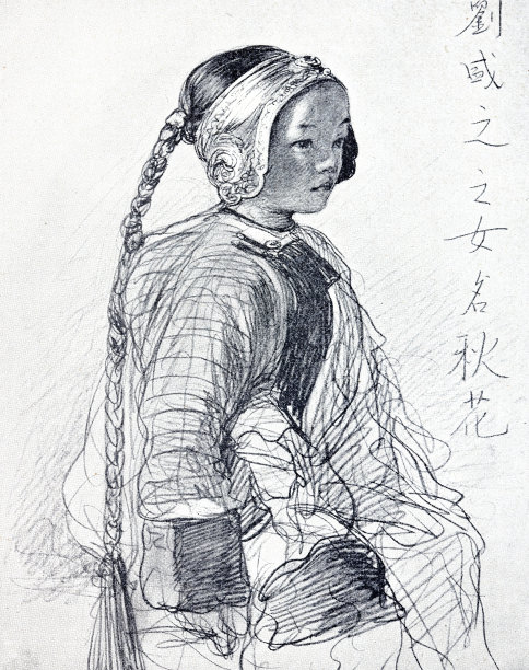 小皎，年轻的中国美女，梳着长长的马尾图片下载