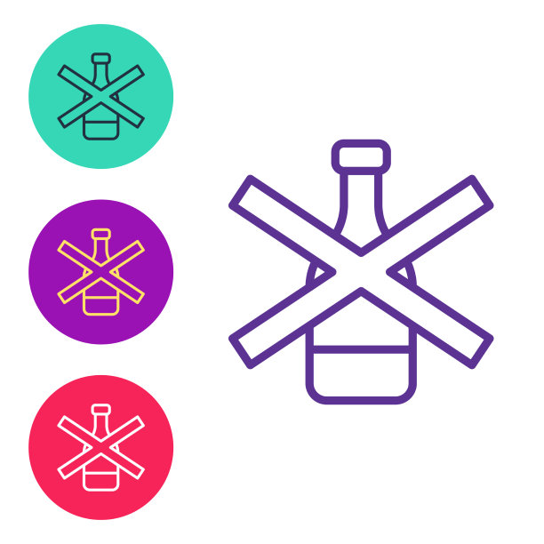白色背景上的禁止酒精图标线条图片下载