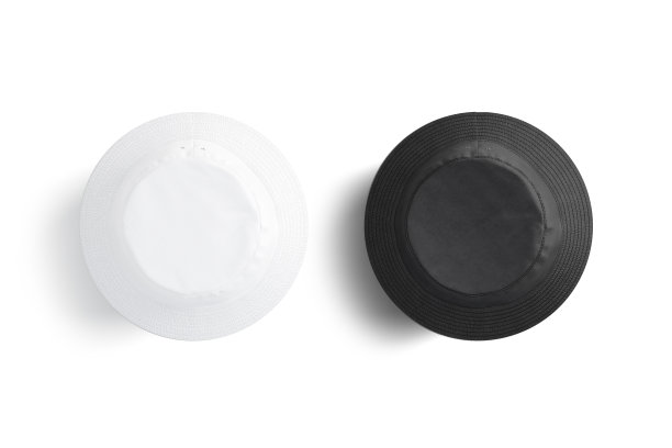 空白黑白桶帽模型，俯视图图片下载