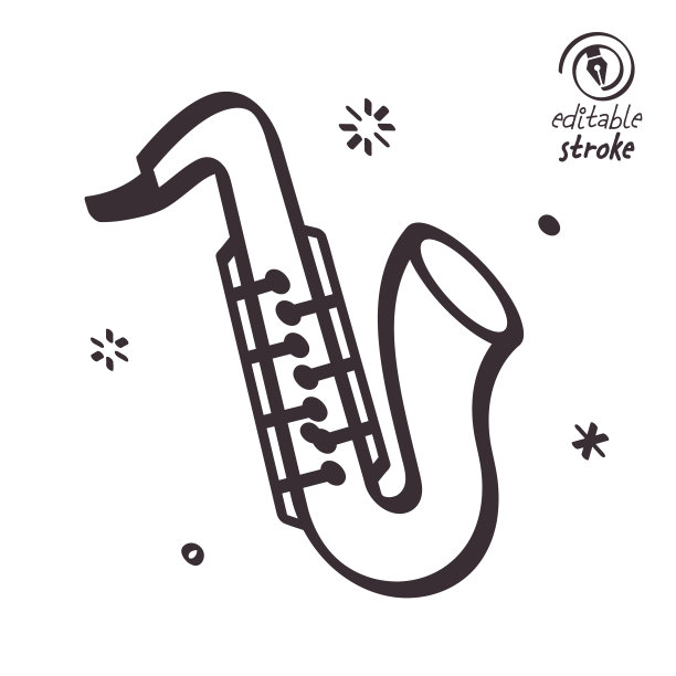 俏皮的线条插图演奏萨克斯图片下载