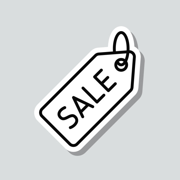 价格标签-出售。图标贴纸在灰色背景图片下载