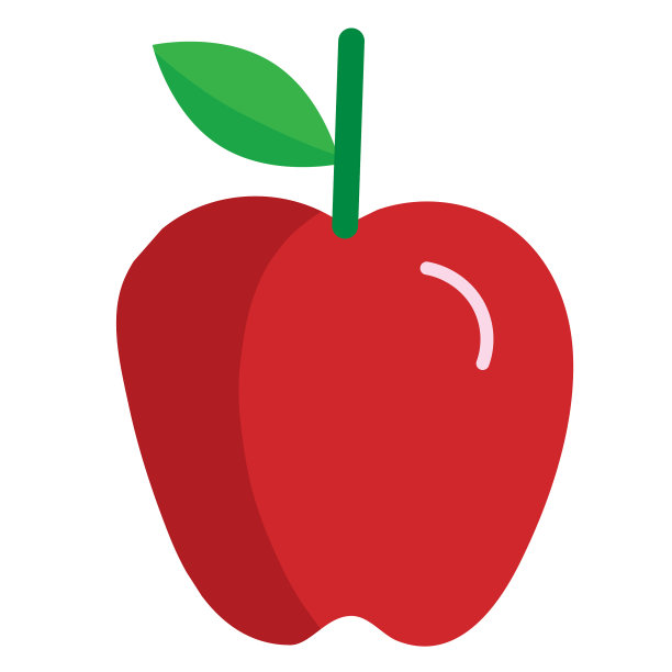 整个和切片新鲜水果苹果彩色图标图片下载