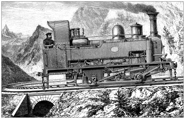 古董插图，应用力学:蒸汽动力机车和车辆图片下载
