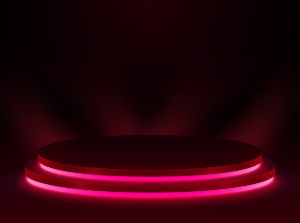 发光的红色LED灯讲台图片下载