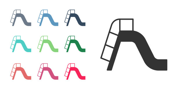 黑色滑梯操场图标孤立在白色图片下载