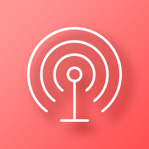 天线。图标在红色背景与阴影图片下载