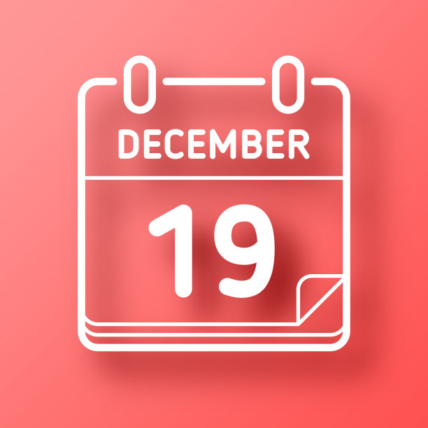 12月19日。图标在红色背景与阴影图片下载