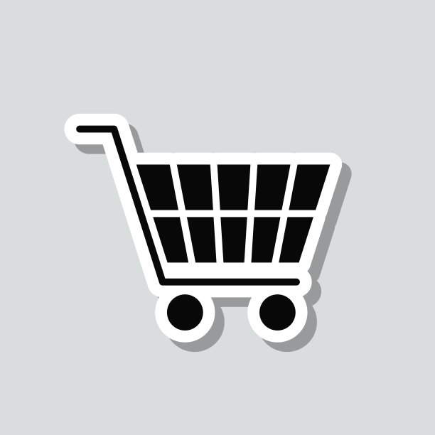 购物车。图标贴纸在灰色背景图片下载