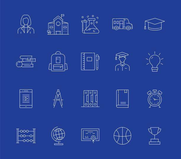 学校和教育，矢量风格的细线图标。为图标，信息图形，移动和网页等简单和时尚的设计。图片下载
