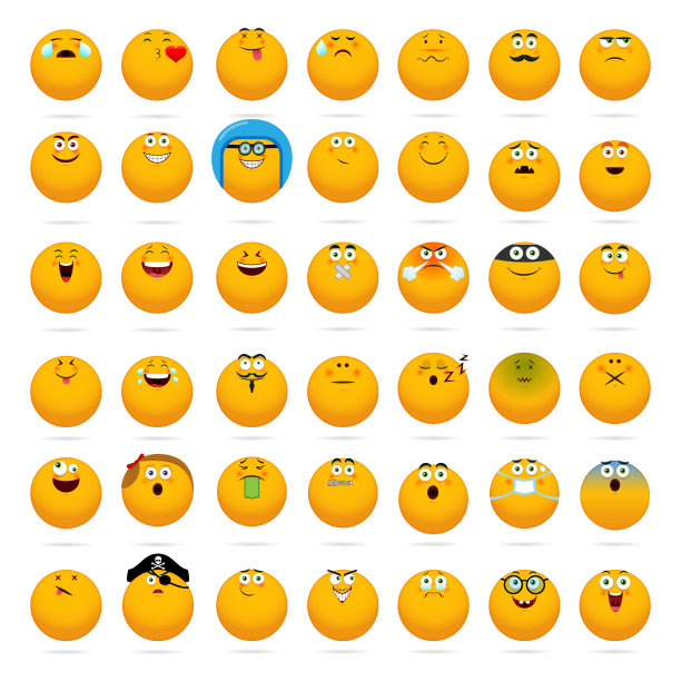 一组肥胖的大圆脸图标。图片下载