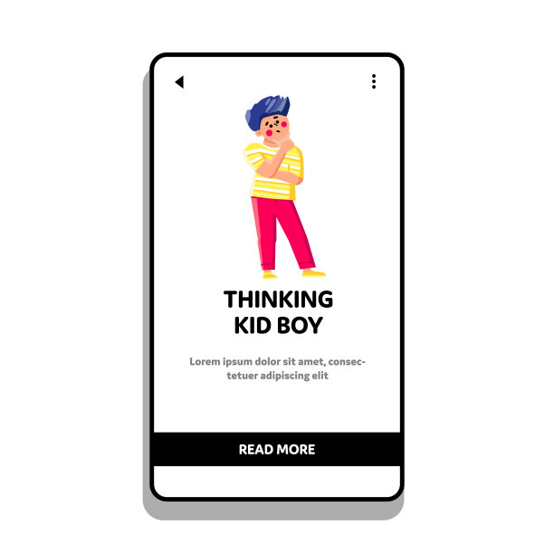 思考的孩子男孩寻找解决问题图片下载