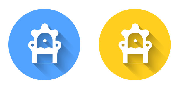 白色的中世纪王座图标孤立与长图片下载