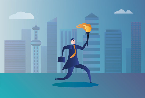 一个拿着火炬奔跑的商人图片下载