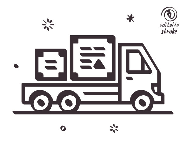 俏皮的线条插图的货运卡车图片下载