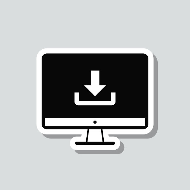 在桌面电脑上下载。图标贴纸在灰色背景图片下载