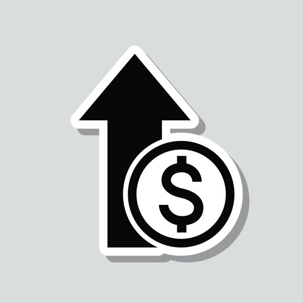 美元增加。图标贴纸在灰色背景图片下载