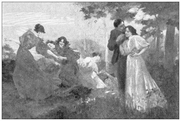 古董插画:户外绘画图片下载