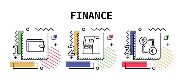 金融，矢量风格的细线图标。图标，信息图形，移动和网页等。颜色视图，准备好模板。图片下载