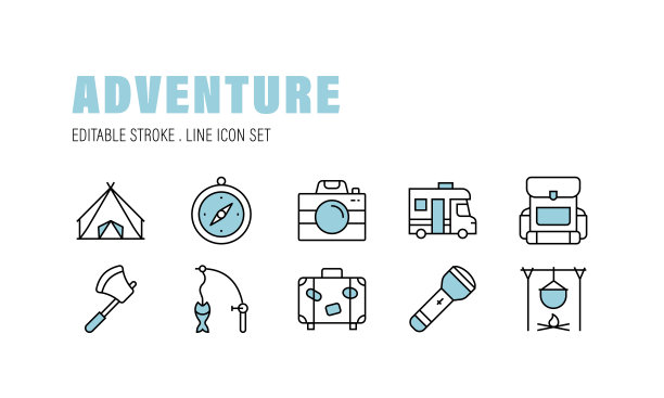 冒险，旅行，假期，Otutdoor，露营图标。图片下载