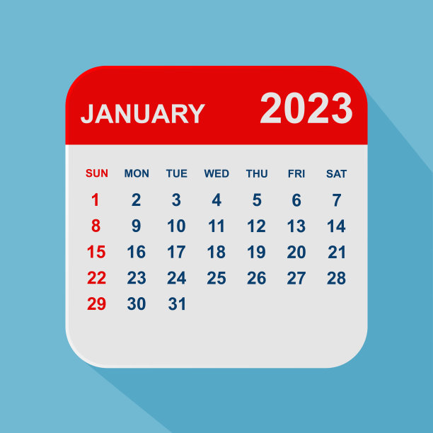 2023年1月月历叶。一周从周日开始。业务矢量图图片下载