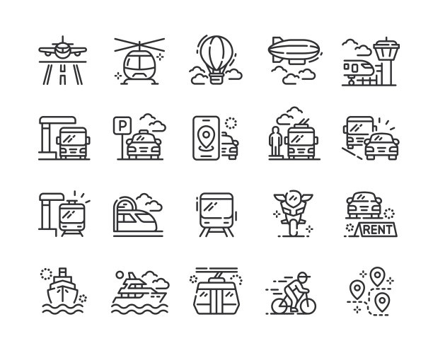 交通线路图标。像素完美。可编辑的中风。图片下载