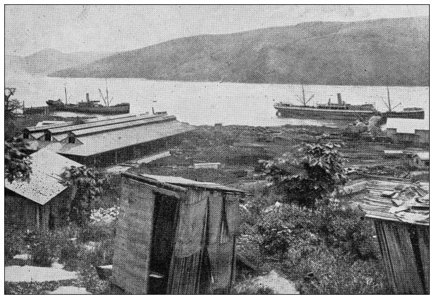 来自英国杂志的古董图片:刚果，马塔迪铁路工程图片下载