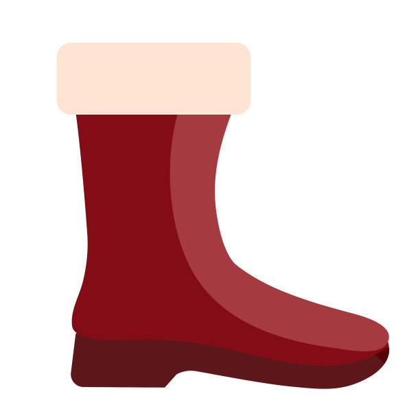 圣诞假期圣诞老人靴子彩色图标在白色背景图片下载