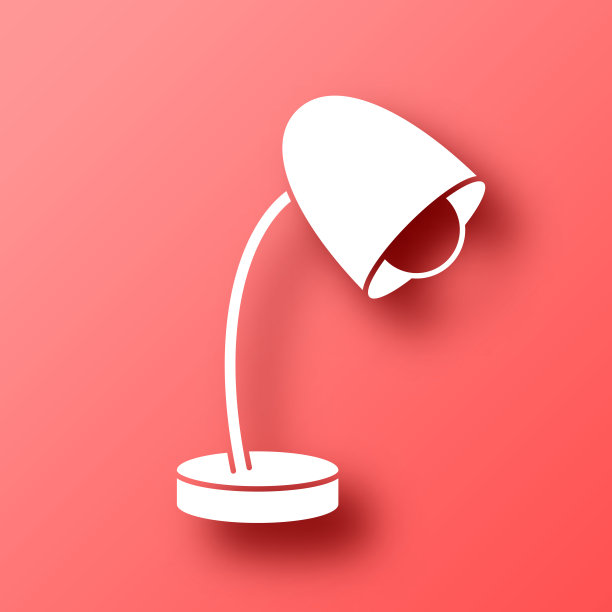 台灯。图标在红色背景与阴影图片下载